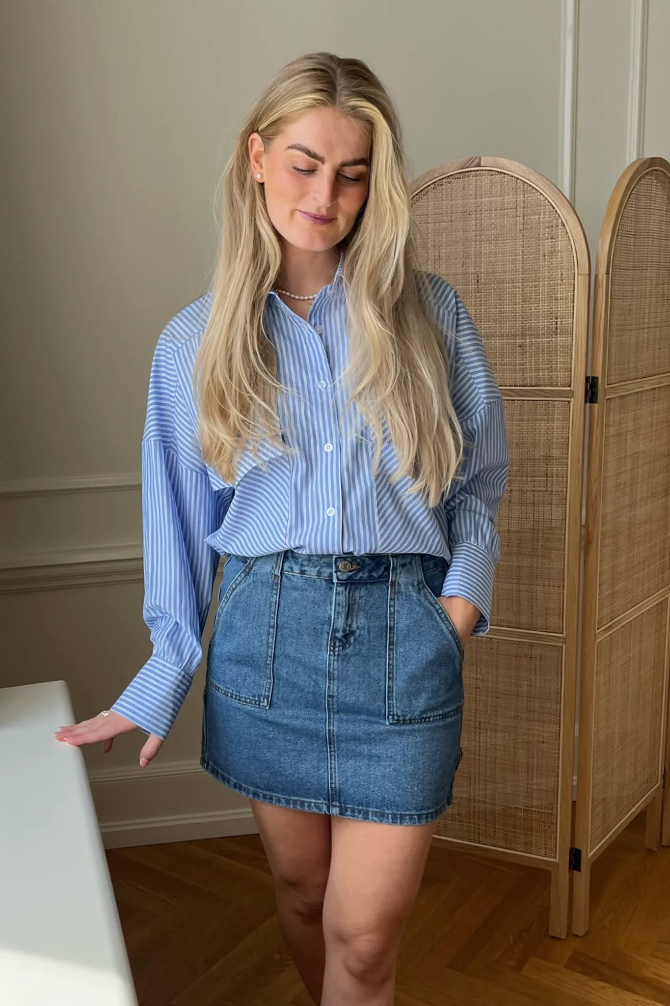 NMEmily Cargo Nederdel - Medium Blå Denim