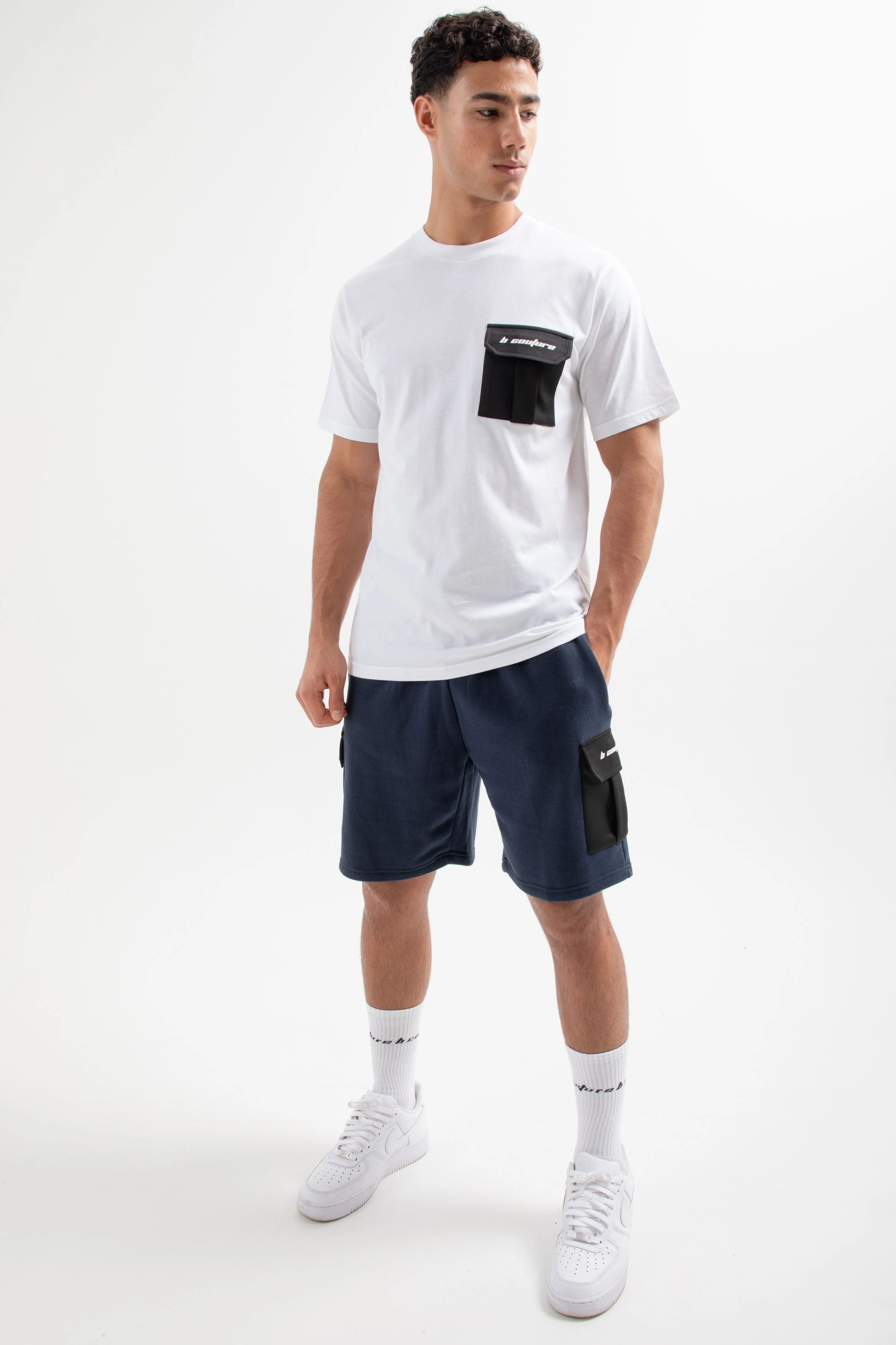 Petersham T-Shirt & Short Set - White/Navy