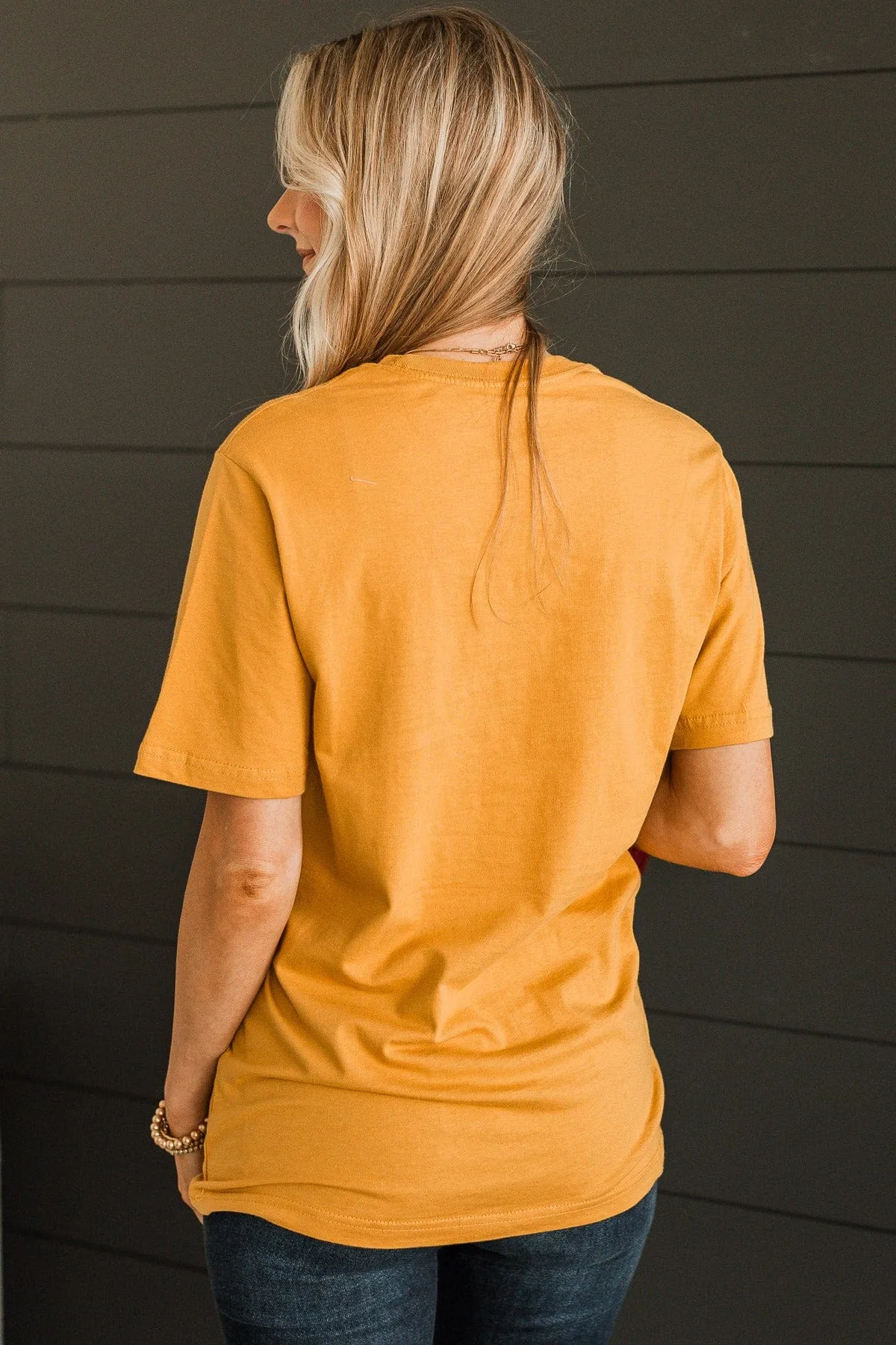 "Flannels & Fireside" Graphic Tee- Mustard