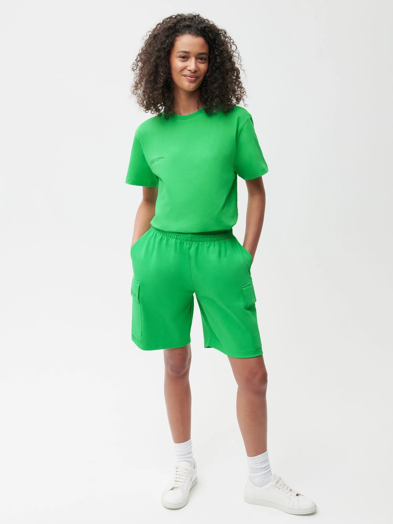 Recycled Cotton Jersey Cargo Shorts—jade green