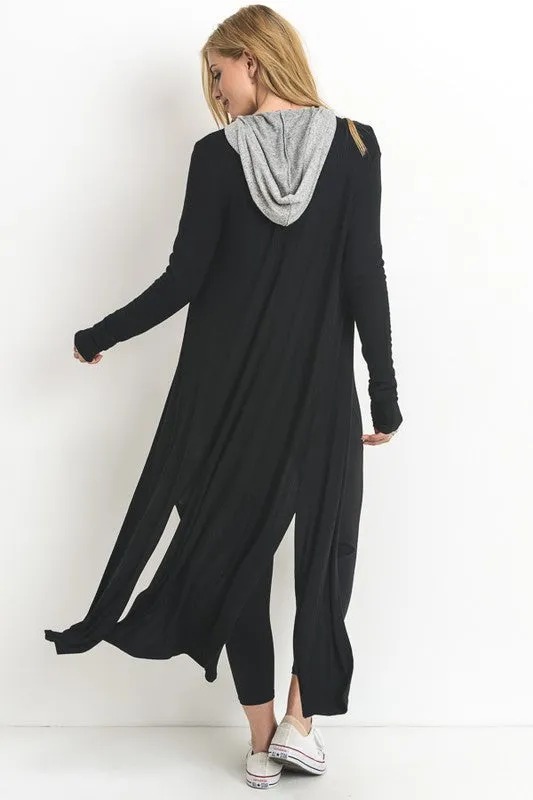 RIBBED OPEN CARDIGAN