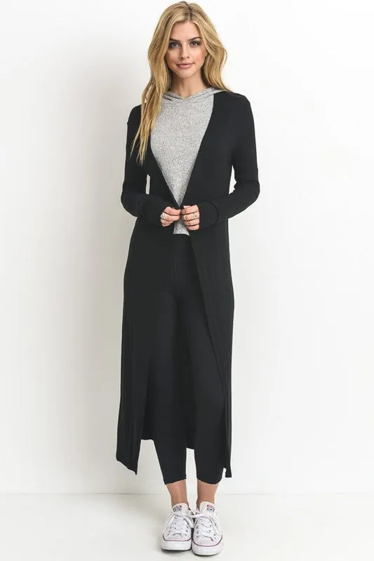 RIBBED OPEN CARDIGAN