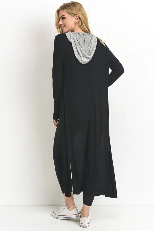 RIBBED OPEN CARDIGAN