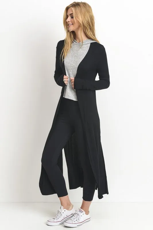 RIBBED OPEN CARDIGAN