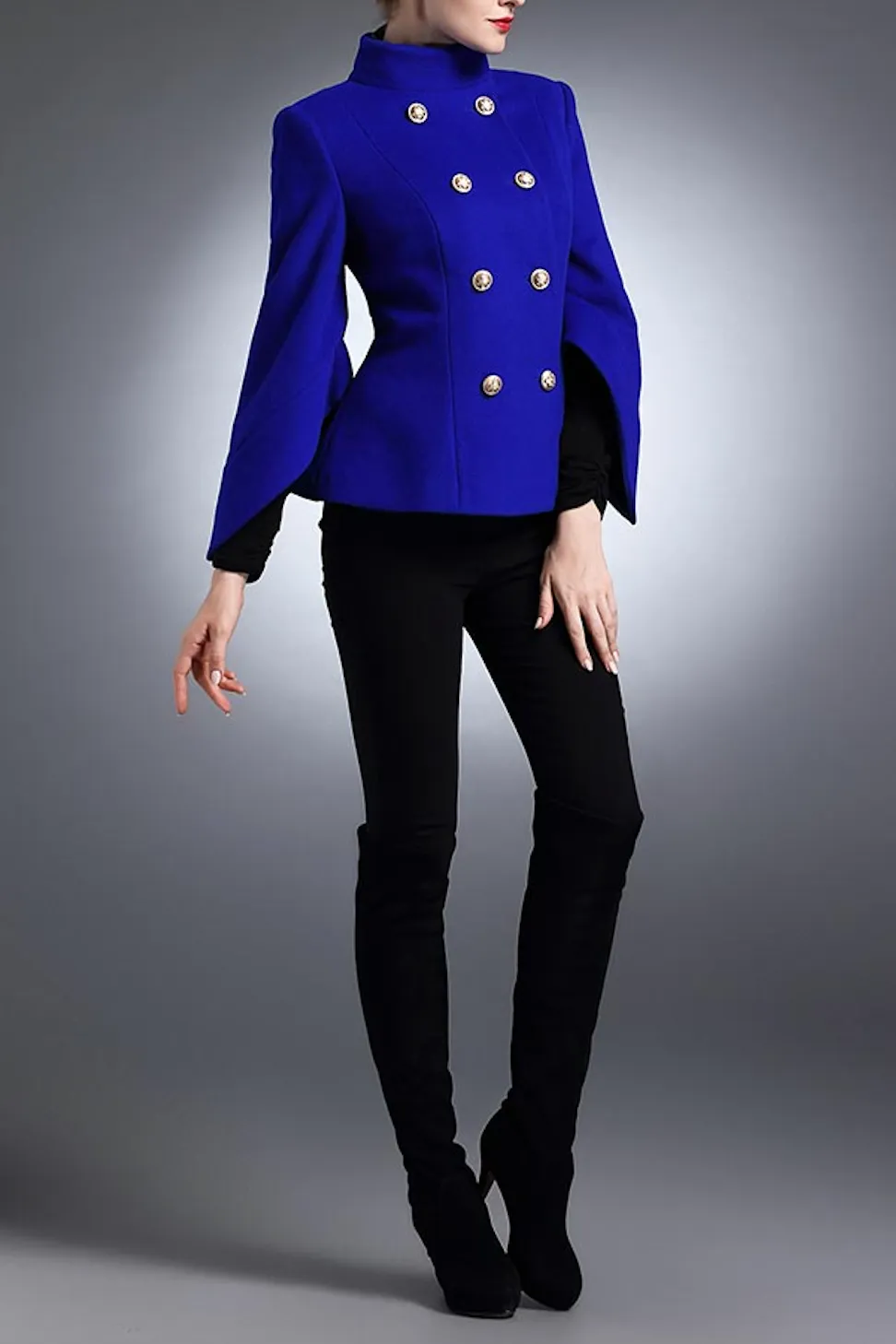 Robyn Royal Blue Double Breasted Wool Coat