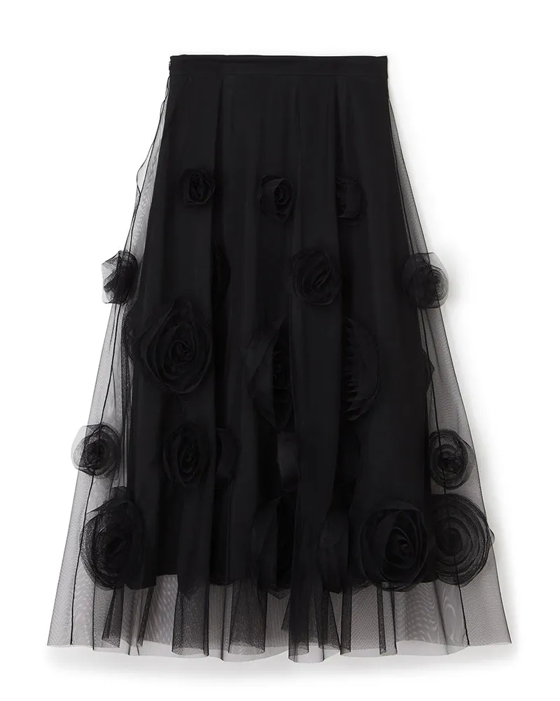 ROSE APPLIQUE MIDI SKIRT