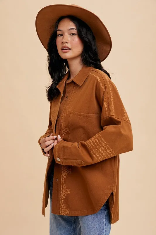 SELENE EMBROIDERED UTILITY SHACKET