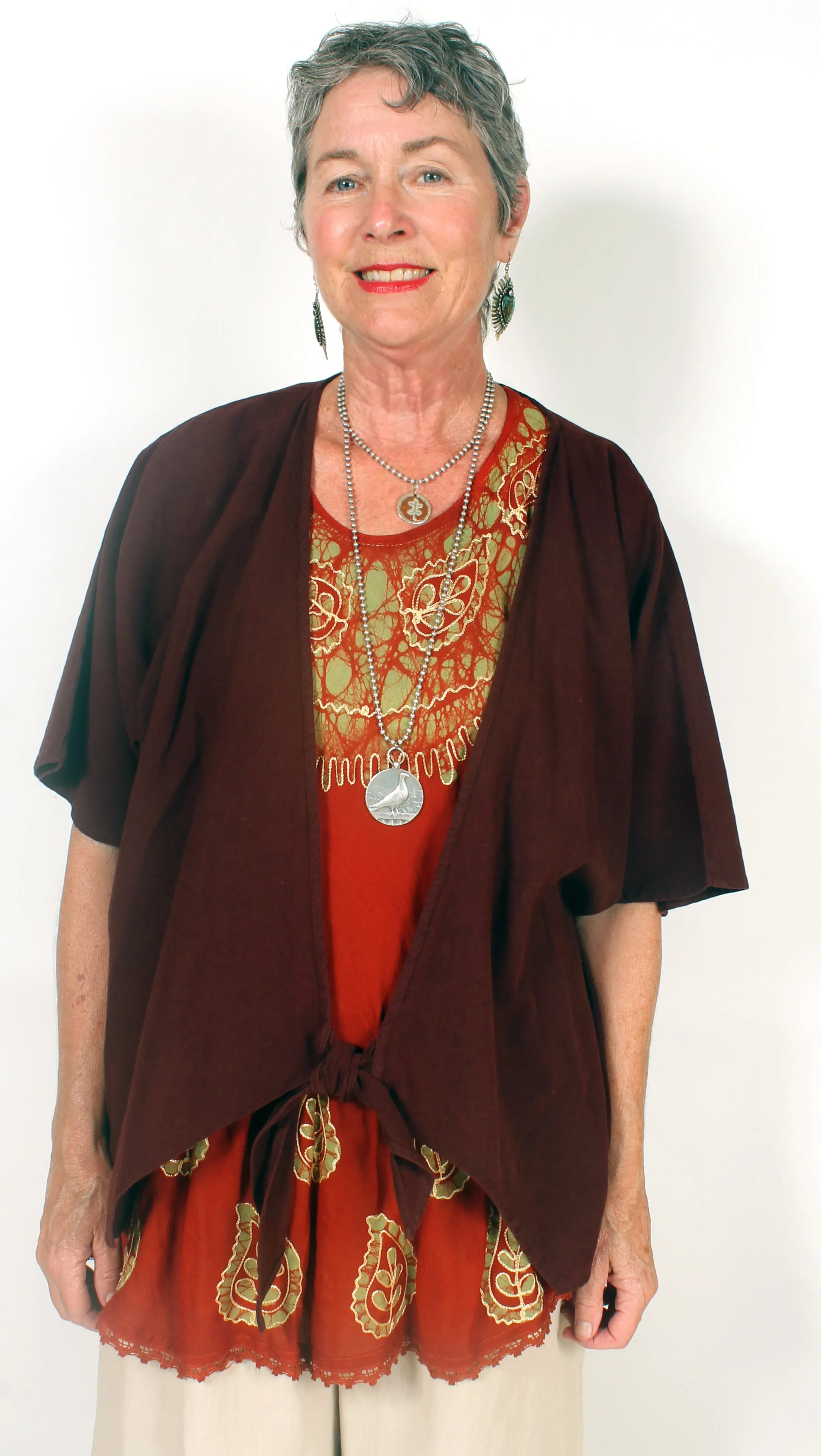 Tienda ho Linen Tie-It Up Jacket Boho Resort Wear Hippie Chic Plus Sml-2x