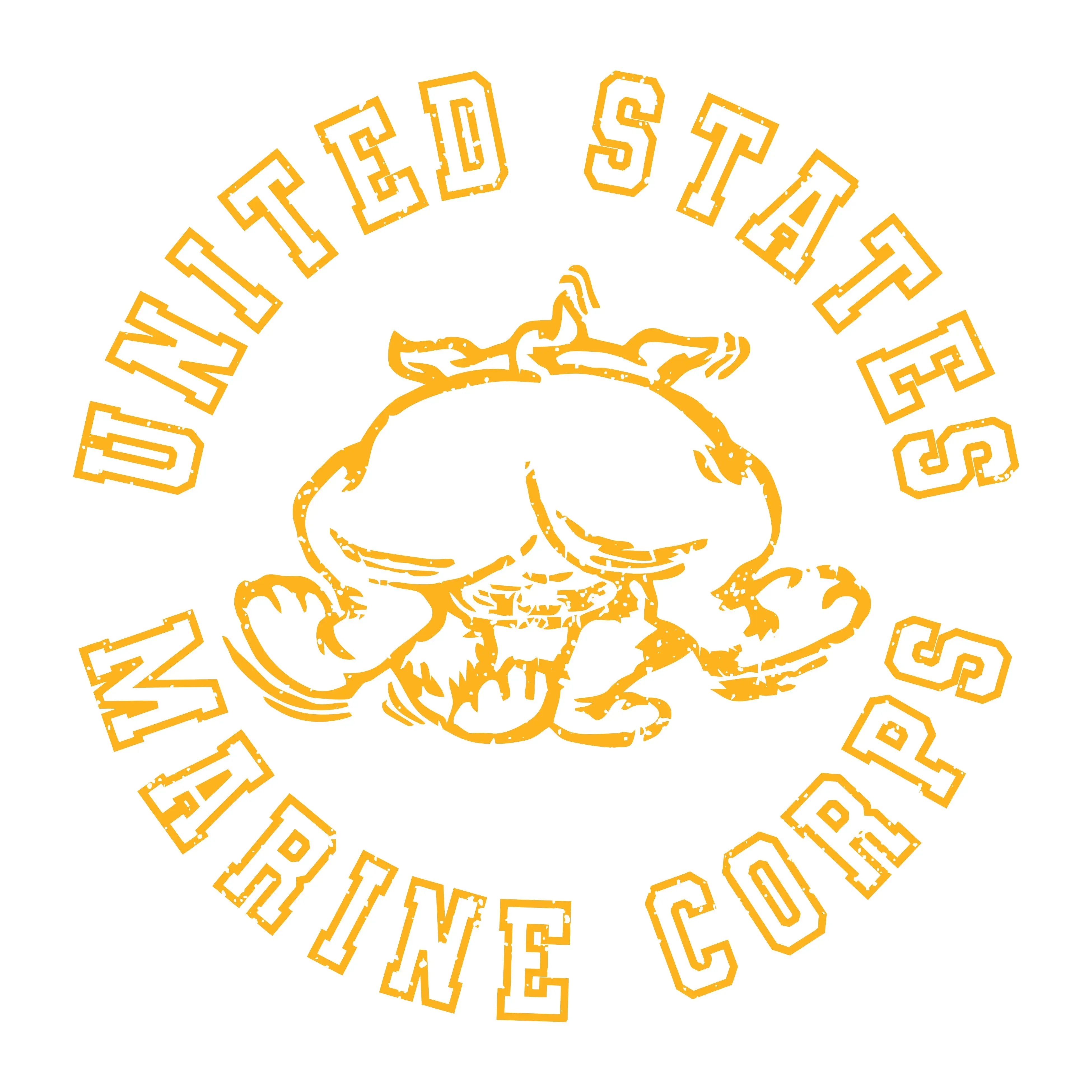 USMC Gold Vintage Bulldog 2-Sided Long Sleeve Tee