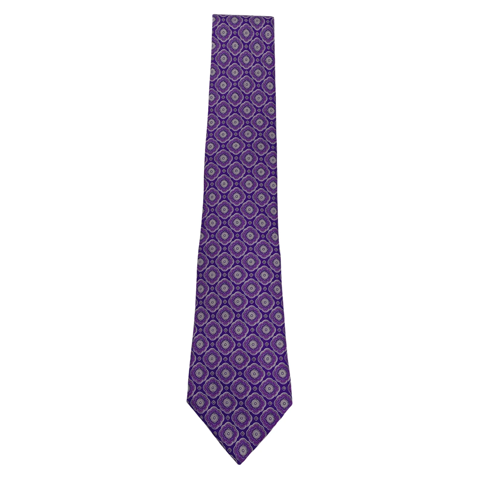 VALENTINO Floral Motif Silk Tie - Purple