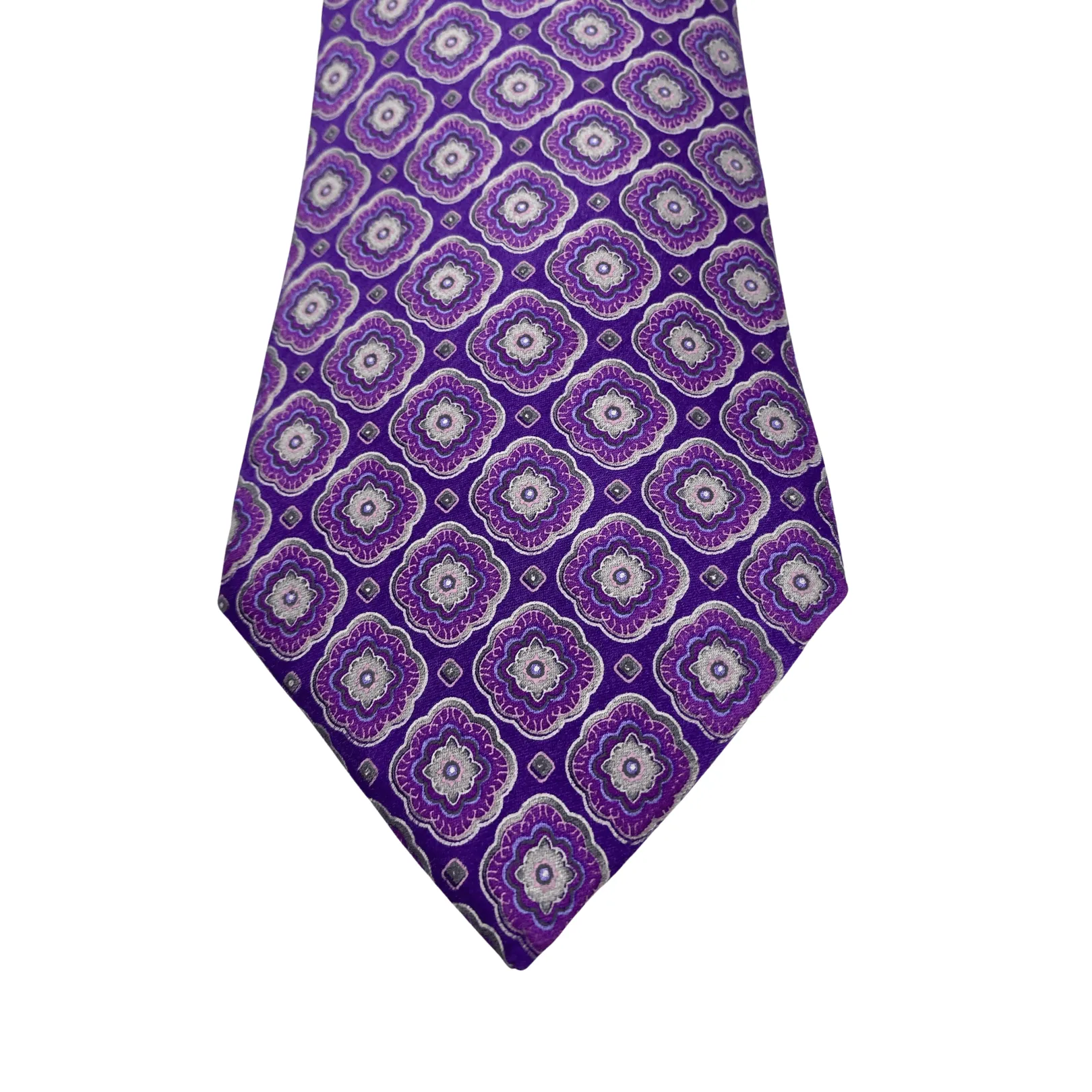 VALENTINO Floral Motif Silk Tie - Purple