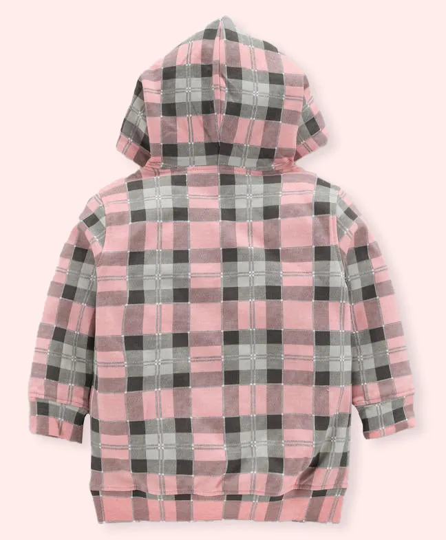 Ventra Girls Checked Pink Hood