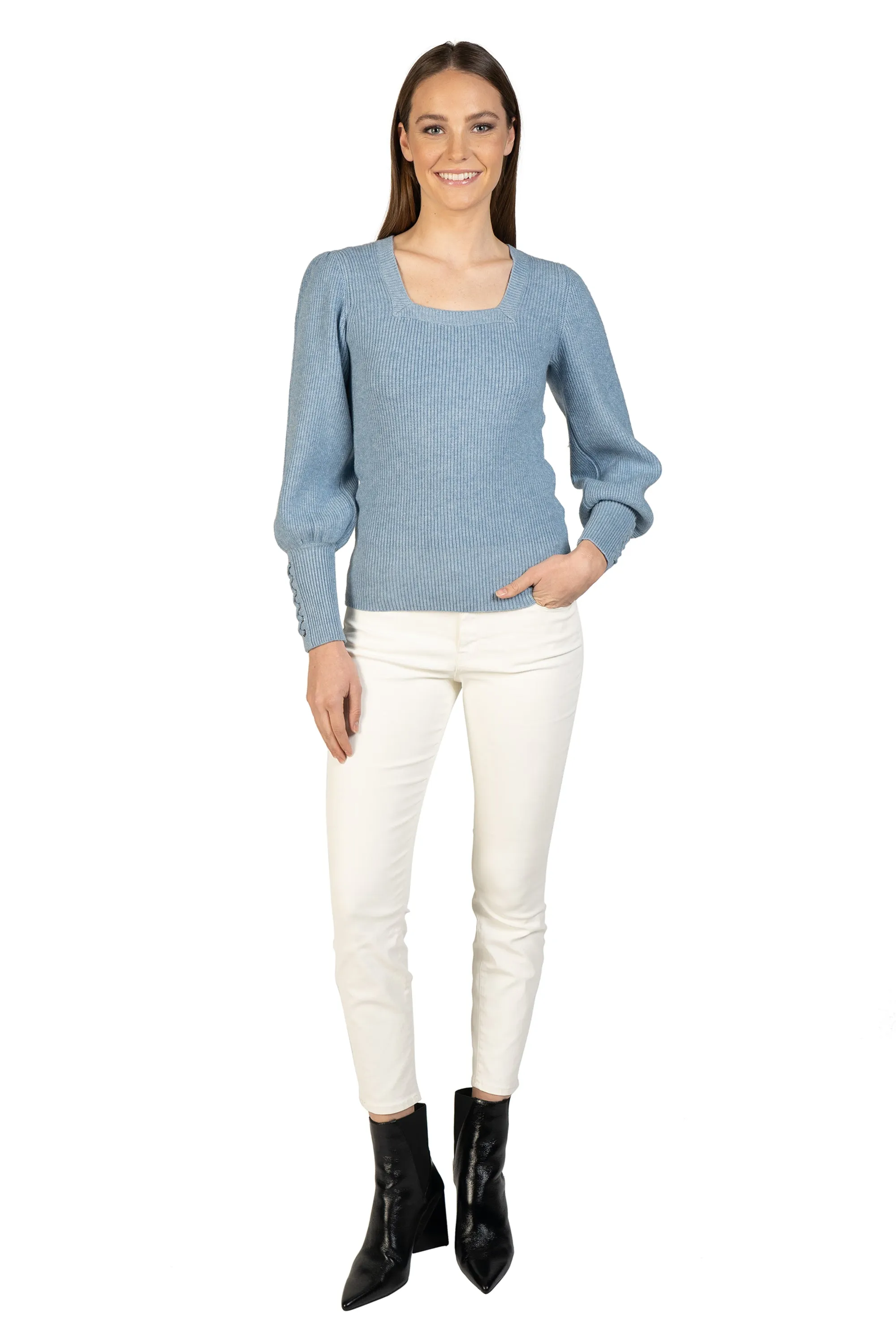 Whipstitch Cuff Knit Sweater