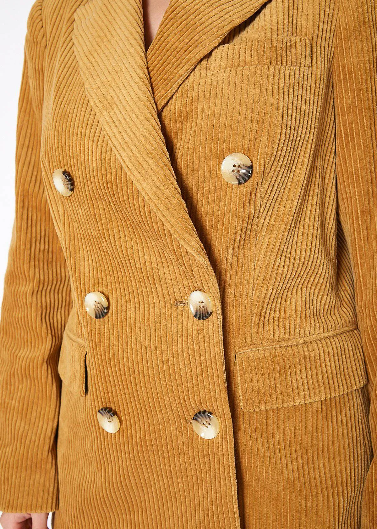 Women's Corduroy Double Breasted Blazer in Dijon