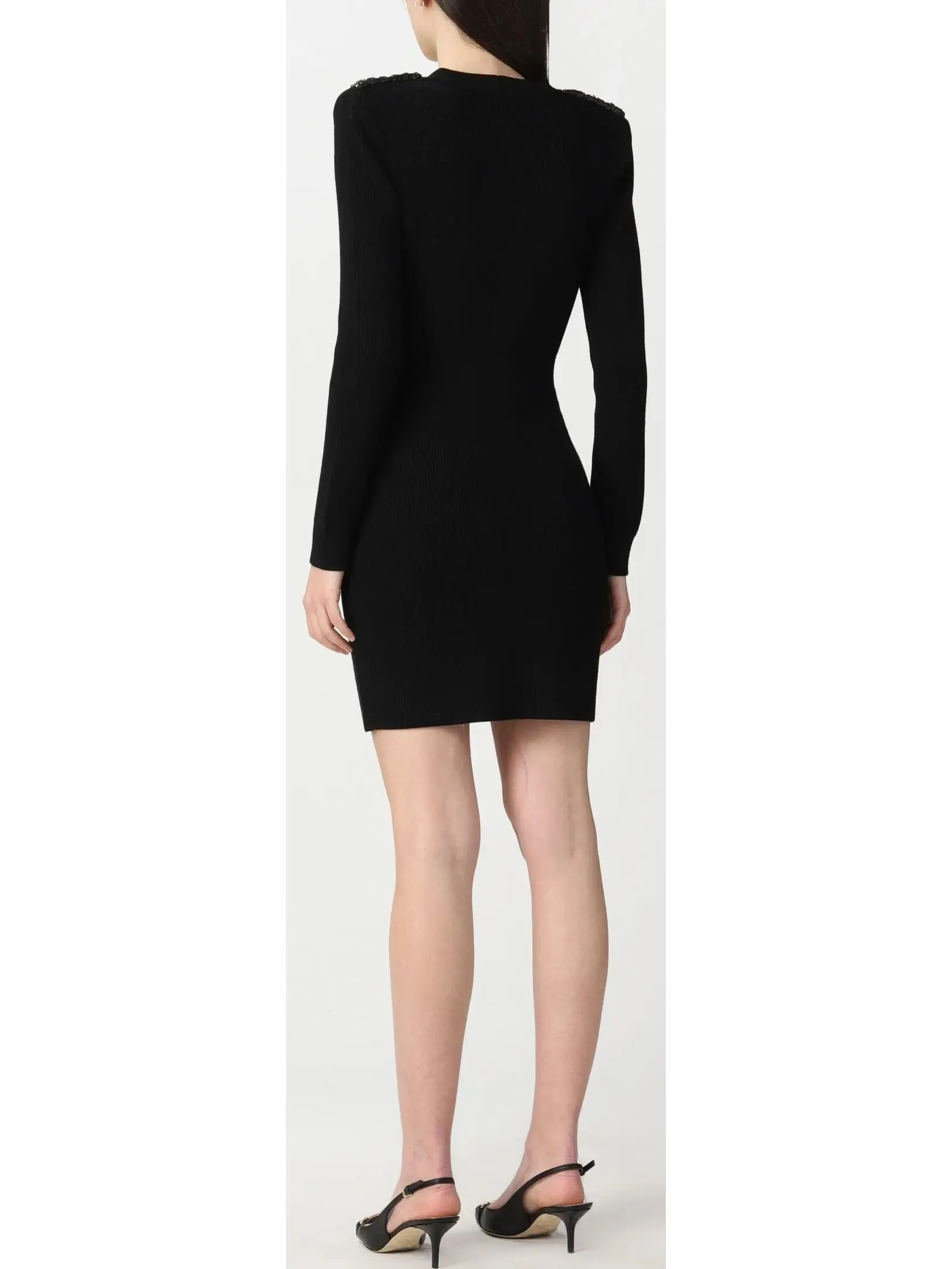 Women’s Double-Breasted Knit Mini Dress with Charm Details