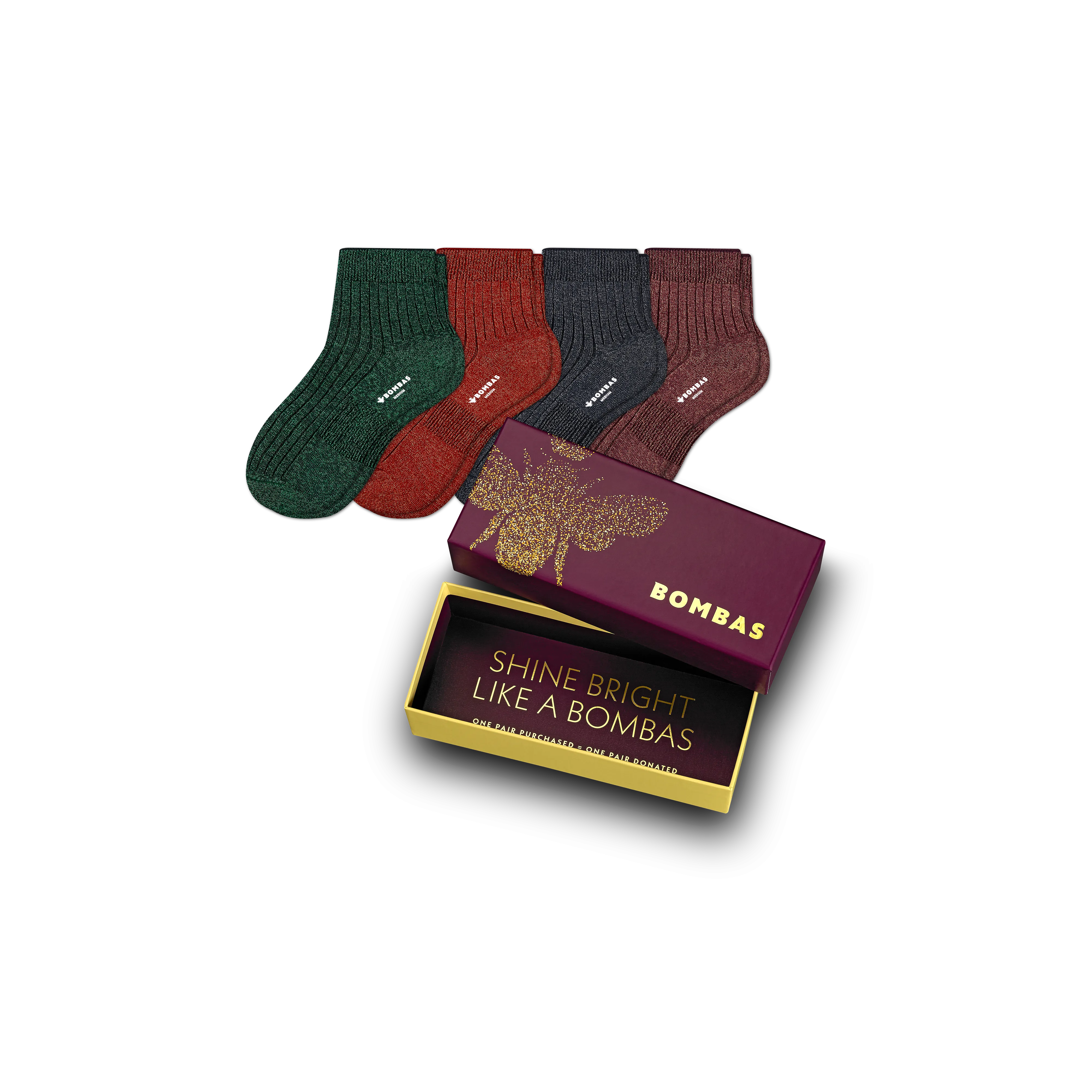 Women's Lightweight Sparkle Ribbed Quarter Sock Gift Box