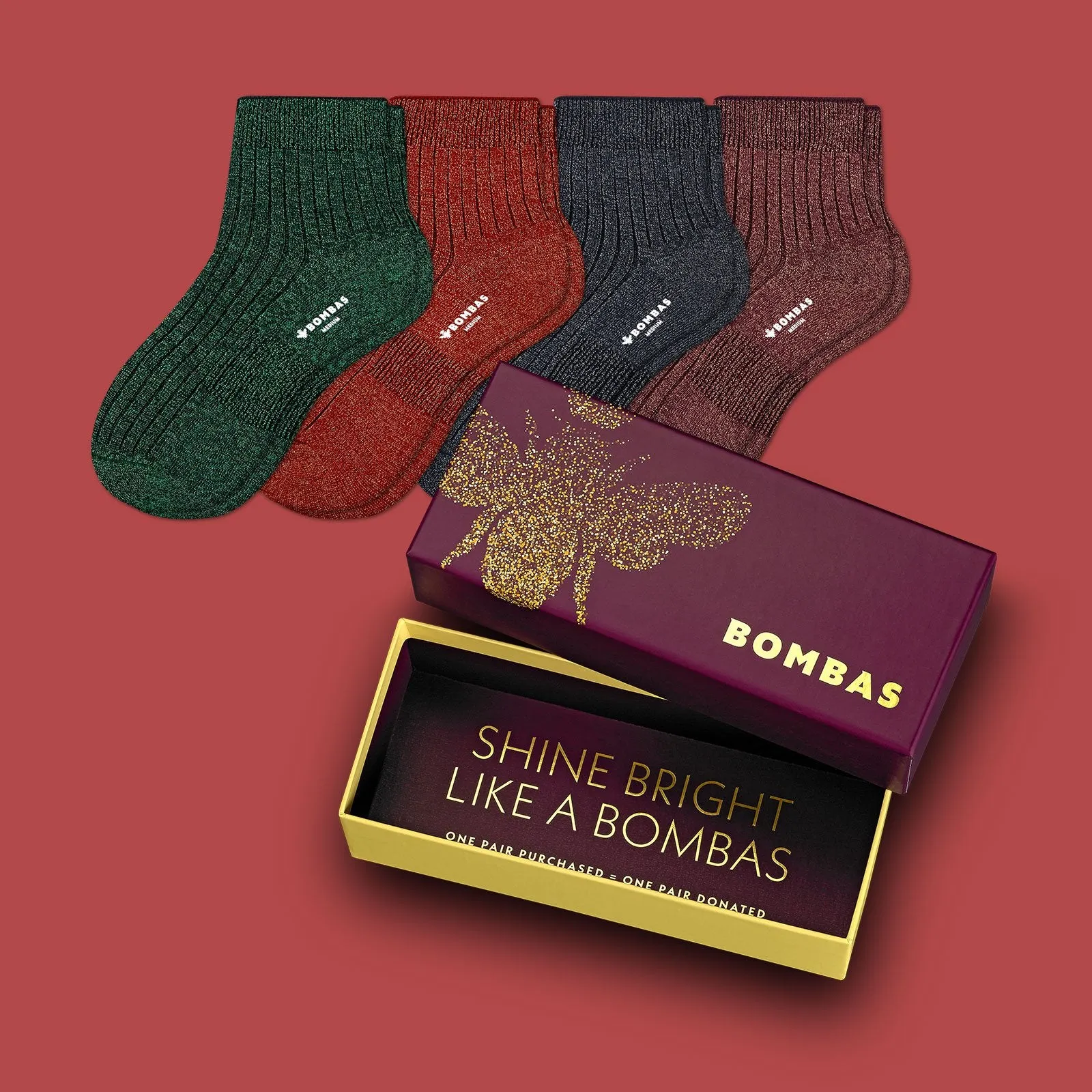 Women's Lightweight Sparkle Ribbed Quarter Sock Gift Box