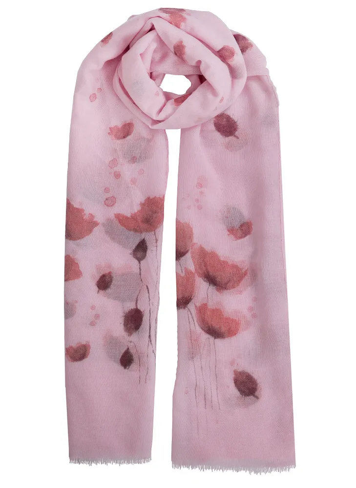 Women's Poppy Print Lightweight Scarf